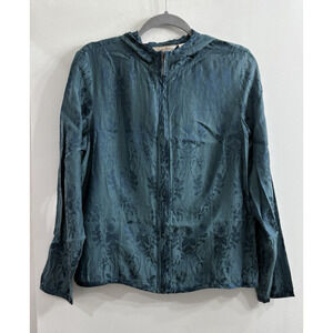 Vintage Womens L‎ Tommy Bahama Silk Blend Floral Jacket Lightweight Blue/Green